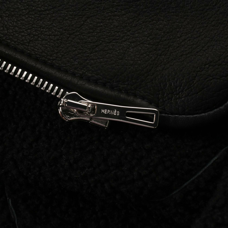 愛馬仕羊皮牛仔褲（羊皮）剪毛黑色二手女款-6