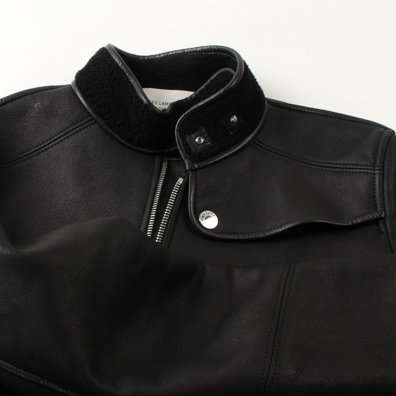 愛馬仕羊皮牛仔褲（羊皮）剪毛黑色二手女款-7