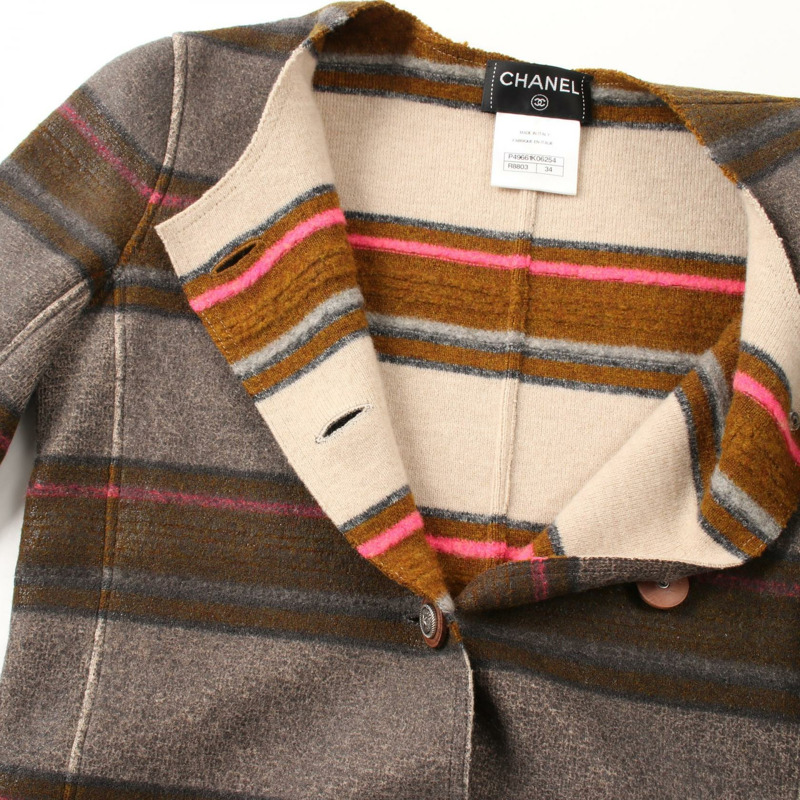 香奈兒 (CHANEL) 巴黎達拉斯 無色夾克 P49661K06254 羊絨棕色多色二手女裝-8
