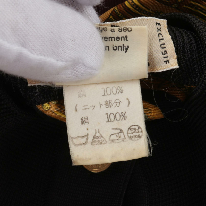 HERMES 塔羅牌印花絲綢襯衫 #42 黑色多色二手女款-3