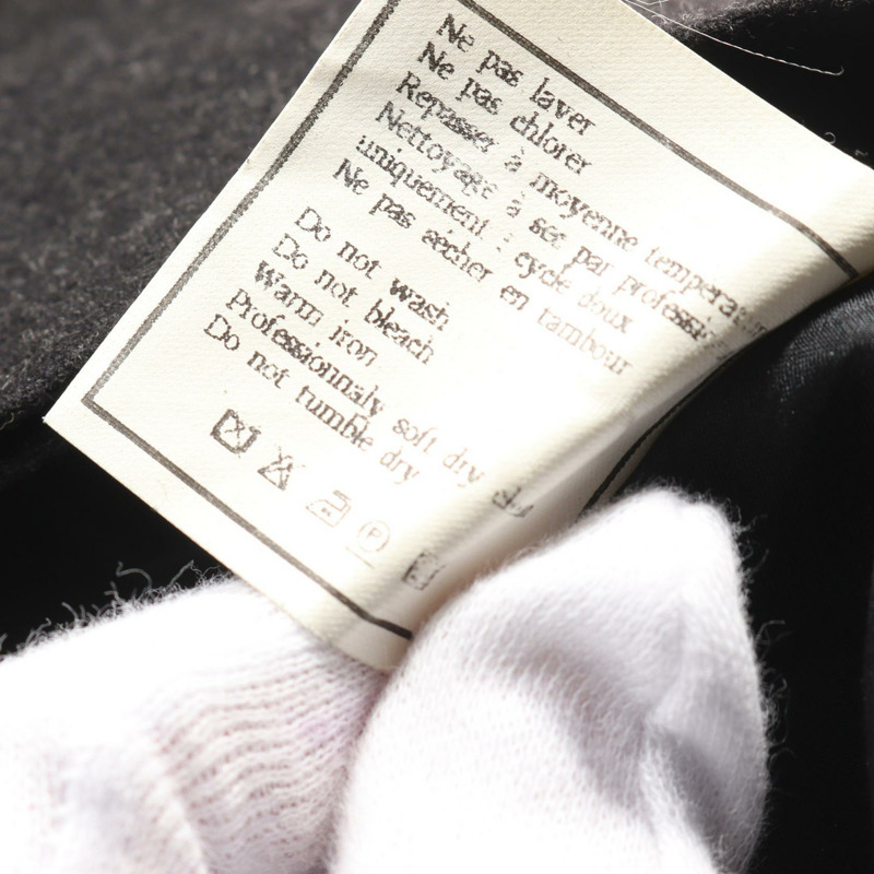 香奈兒 COCO 標誌紐扣半身裙 P05858 羊毛灰色二手女款 38 碼-3