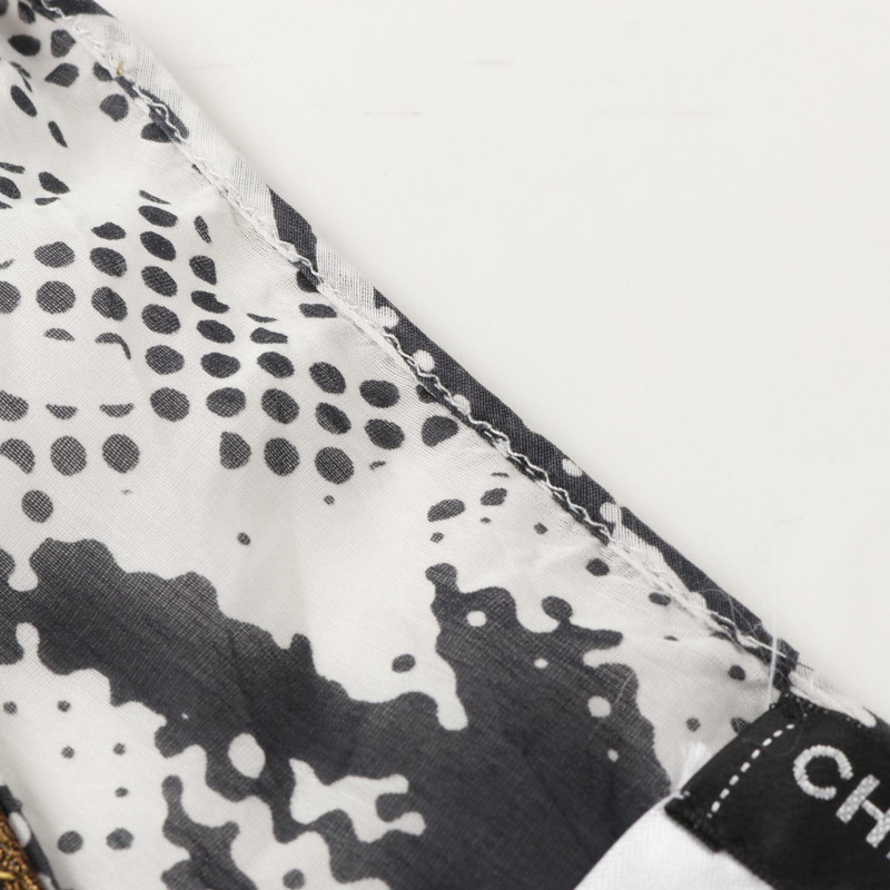 CHANEL 獅子 COCO 標誌洋裝 P37297V27082 棉絲白黑二手女款 #40-6