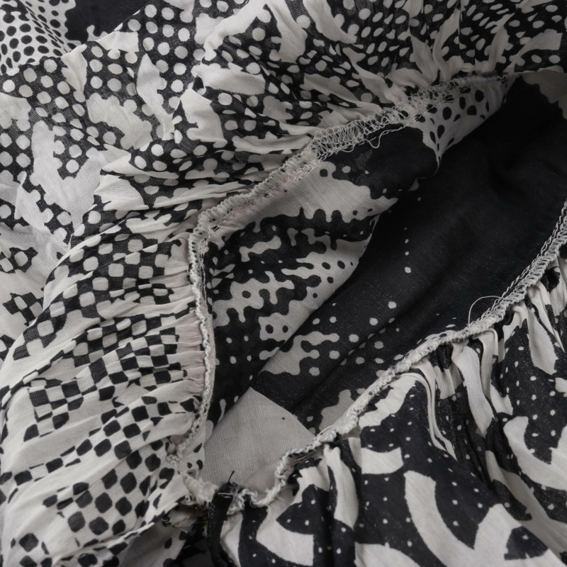 CHANEL 獅子 COCO 標誌洋裝 P37297V27082 棉絲白黑二手女款 #40-7