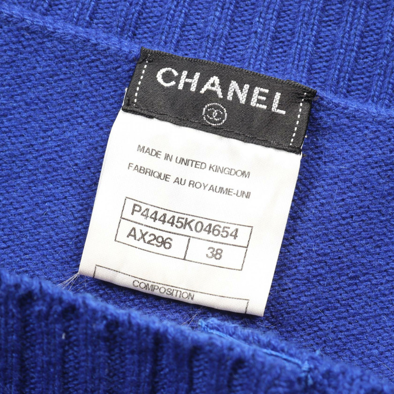 CHANEL COCO 馬克紐扣連身裙 P44445K04654 羊絨藍色二手女款 38 碼-2