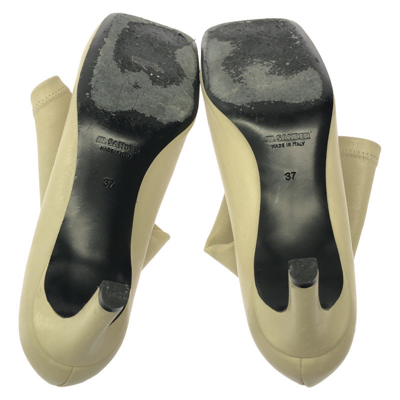 JIL SANDER 女士真皮米色靴子，尺寸 37，鞋跟 6.5 厘米，二手-3