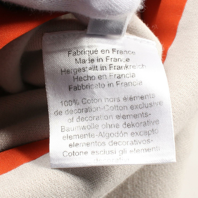 HERMES 合身連帽衫 S 碼,半拉鍊棉質,米色,橘色,米色,二手-3