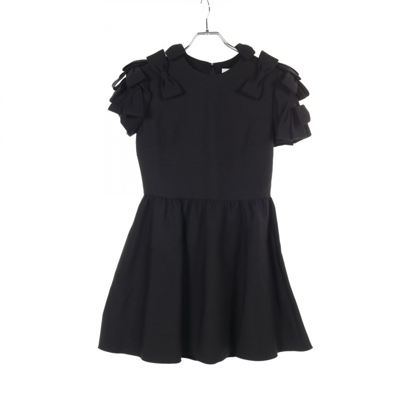 Valentino 洋裝 UB3VAT911CF 羊毛絲綢黑色二手女款 #40-0