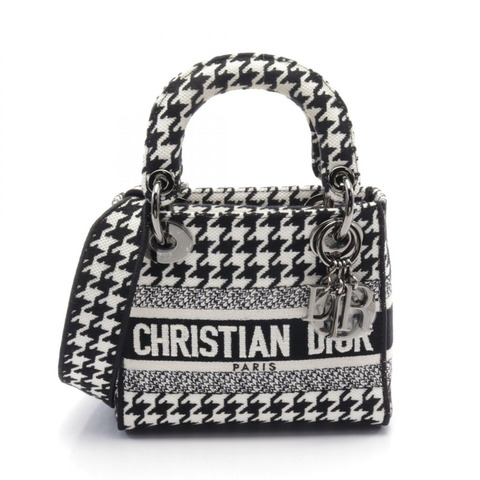 Christian Dior LADY D-LITE Mini 手提肩斜背包 帆布 黑色