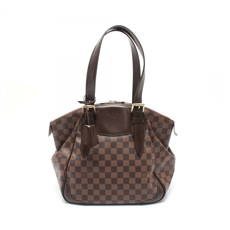 LOUIS VUITTON Verona 中型單肩包 N41118 Damier 帆布棕色 Ebene 二手 LV-0
