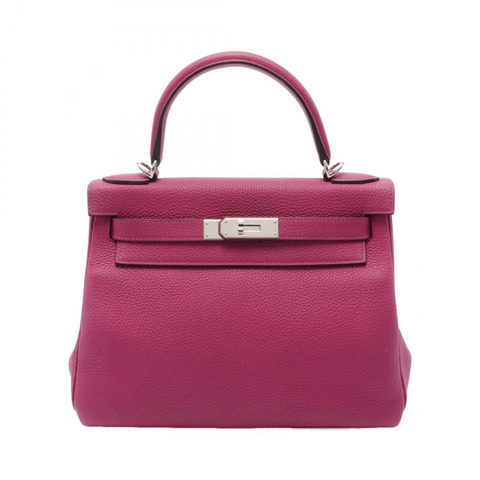 HERMES Kelly 28 手提包 內側縫線 Z 030931CK Togo 玫瑰紫色 二手 SHW