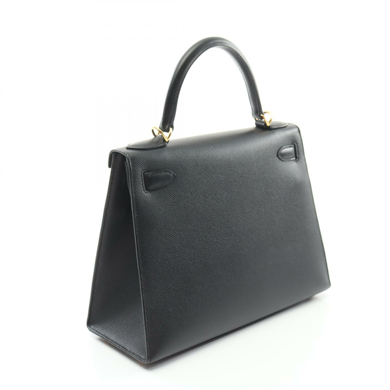 HERMES Kelly 28 手提包 D 外側縫線 042319CC Epsom 黑色 二手 GHW-1