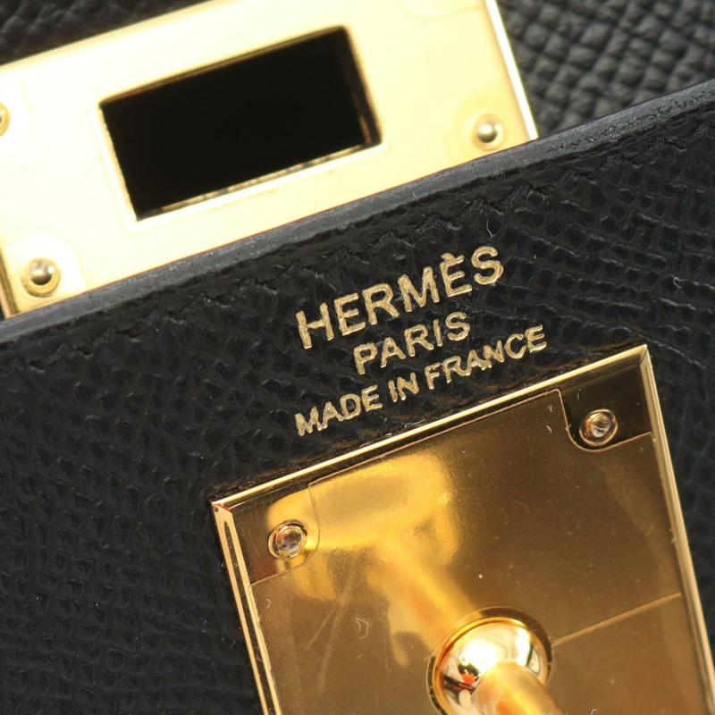 HERMES Kelly 28 手提包 D 外側縫線 042319CC Epsom 黑色 二手 GHW-3