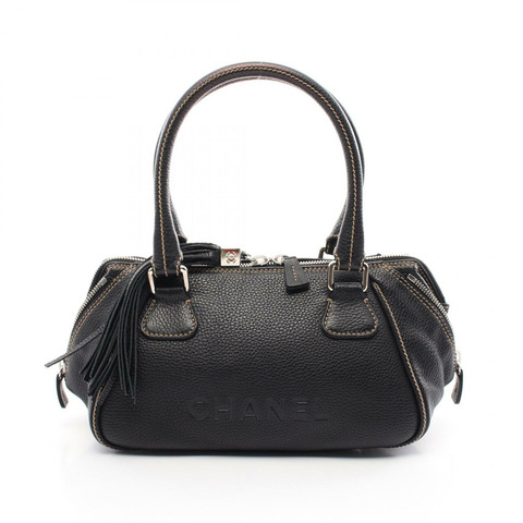CHANEL 手袋流蘇皮革黑色二手 SHW