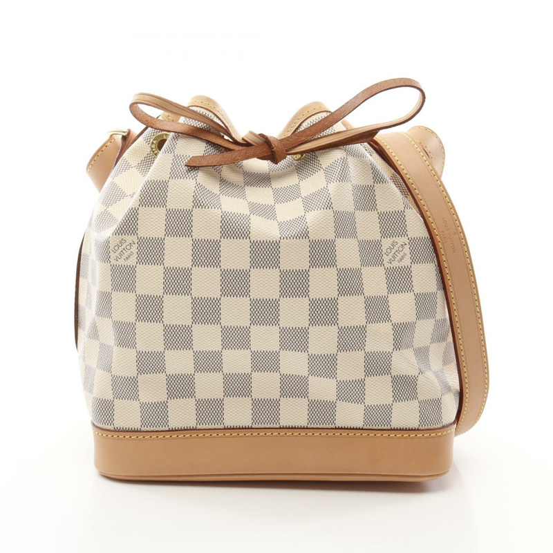LOUIS VUITTON Noe BB 單肩斜背包抽繩包 N41220 Damier Azur 二手-0
