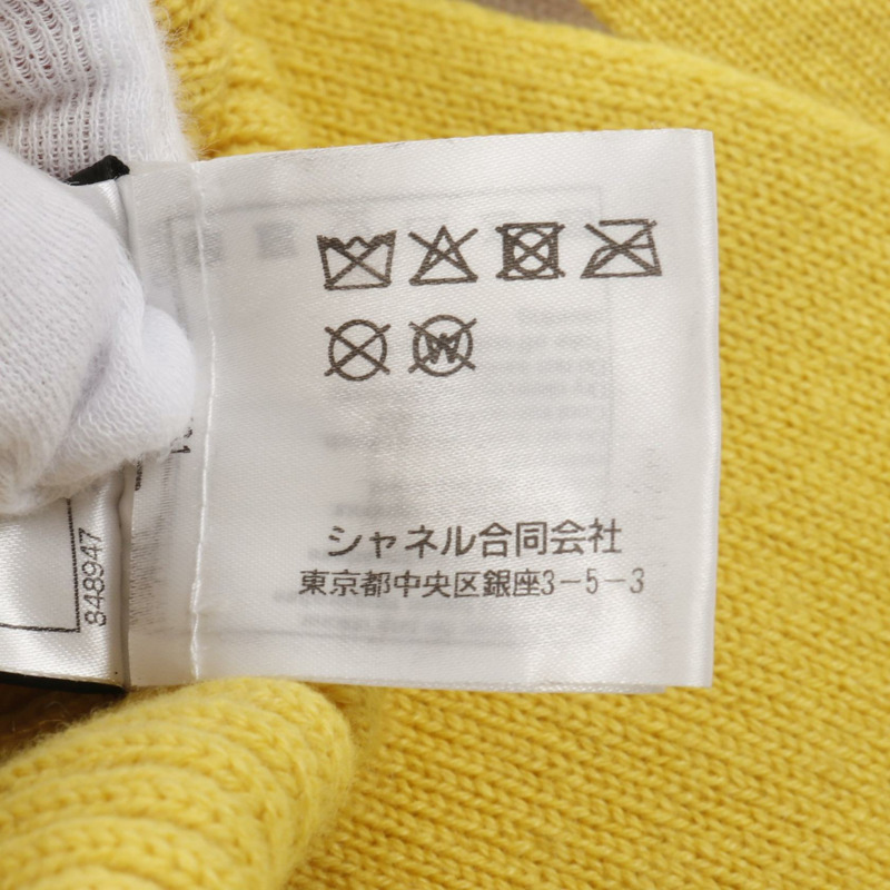 香奈兒針織衫 S 碼背心毛衣 高領 P71617K10291 羊絨 黃色-4
