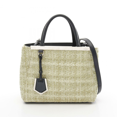 FENDI PETITE Toujours 手提單肩斜背包 8BH253 皮革草編 綠色