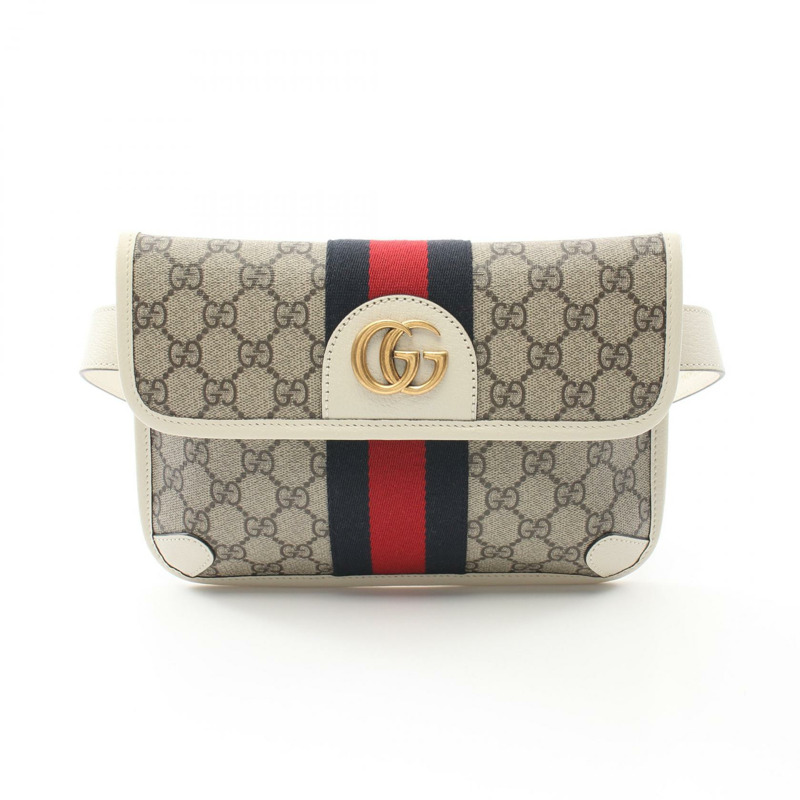 GUCCI Ophidia 腰包 674081 PVC 塗層帆布皮革 米白色 二手-0