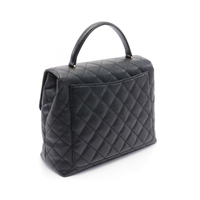CHANEL Matelasse 手提包 A12397 皮革 黑色 二手 GHW-1