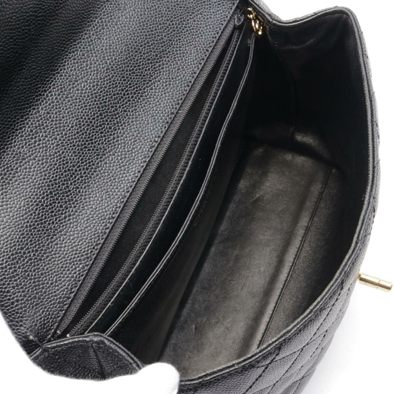 CHANEL Matelasse 手提包 A12397 皮革 黑色 二手 GHW-2