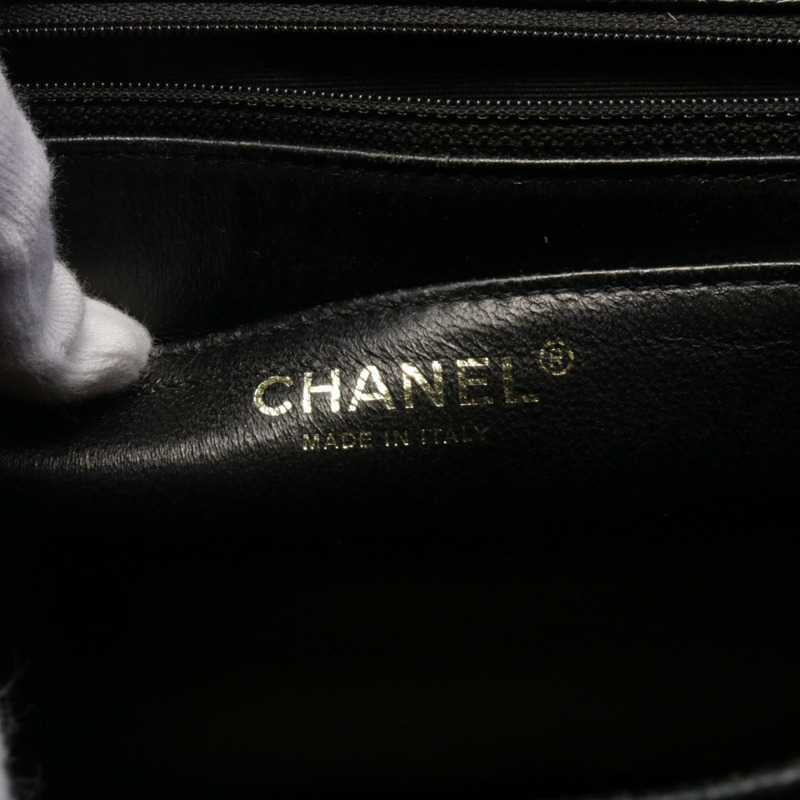 CHANEL Matelasse 手提包 A12397 皮革 黑色 二手 GHW-3