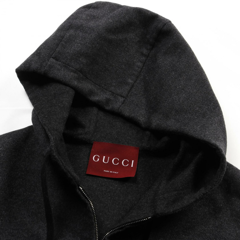 GUCCI 外套 #48 拉鍊連帽衫 795689 羊毛灰色二手男式-7