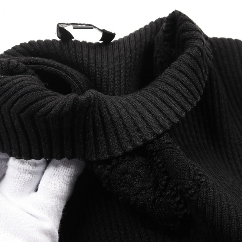 香奈兒 COCO 標誌四葉草針織衫 #40 P64687K60670 人造絲羊毛 黑色 二手-5