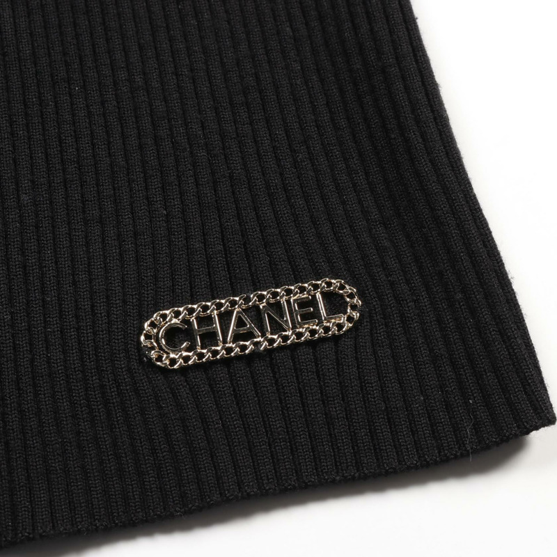 香奈兒 COCO 標誌四葉草針織衫 #40 P64687K60670 人造絲羊毛 黑色 二手-9