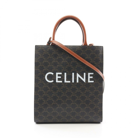 CELINE 小號 Vertical Cabas Triomphe 托特斜背包 191542 帆布皮革 bk