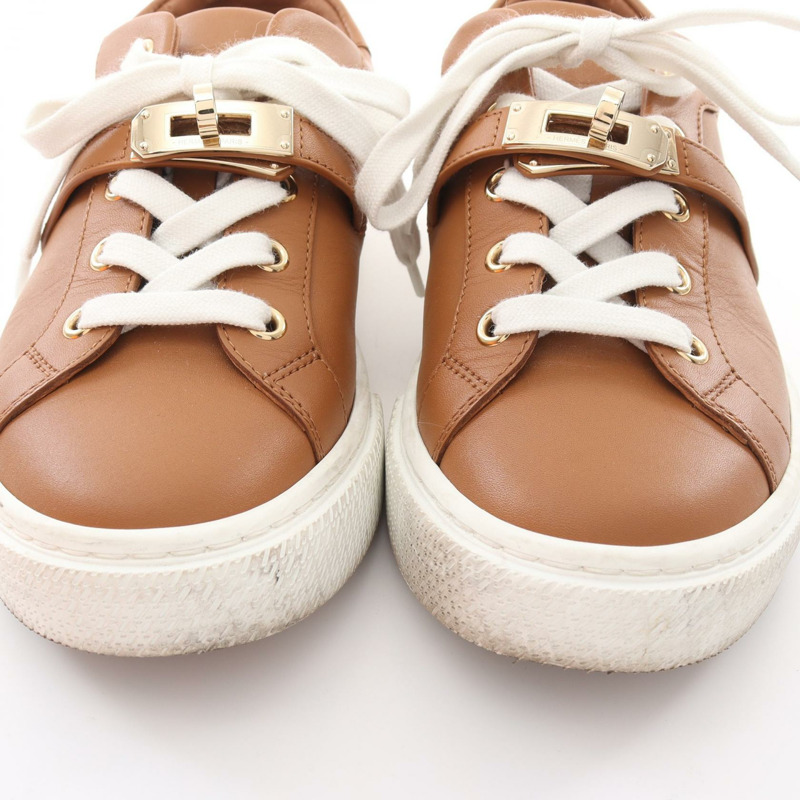 愛馬仕 (HERMES) Day Kelly 搭扣運動鞋 #35.5 222896ZJI 棕色皮革 二手 金色五金-12