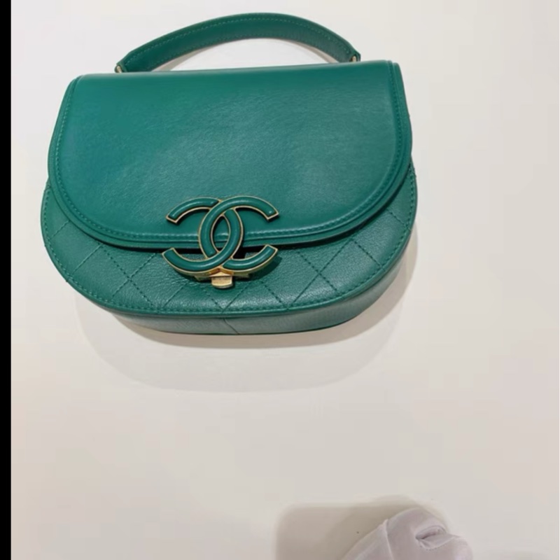 Chanel • 古巴系列大Logo 綠色馬鞍包-4