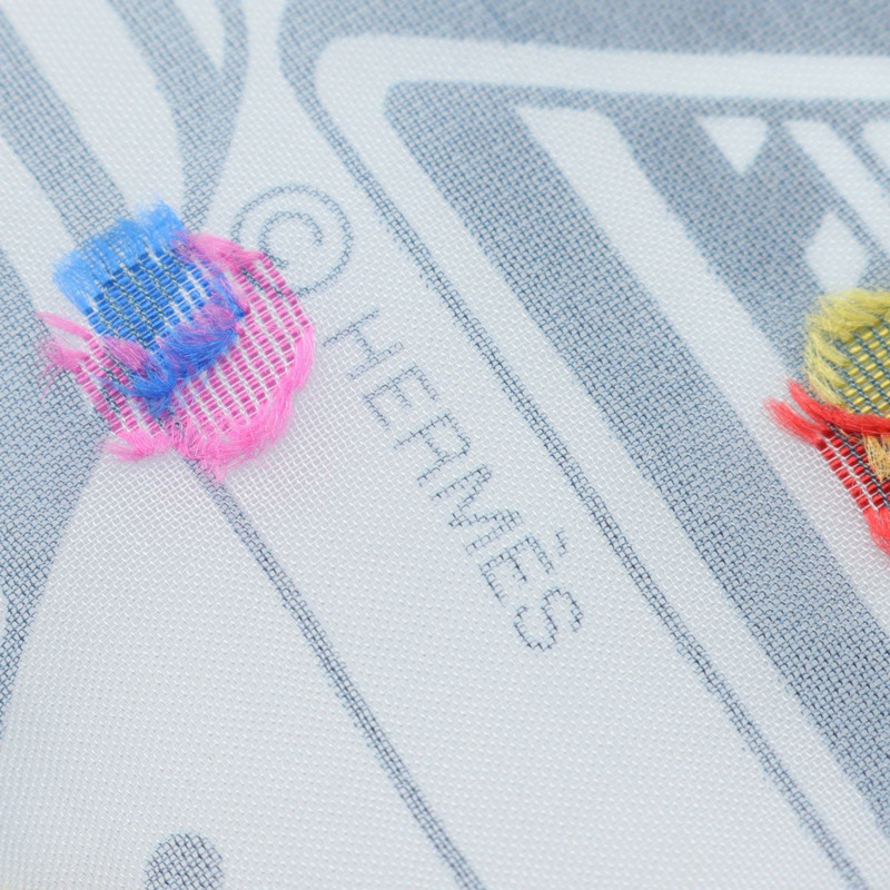 愛馬仕 Carre60 SANGLES EN ZIGZAG BANBANA 絲巾，藍色多色真絲，二手女款-1