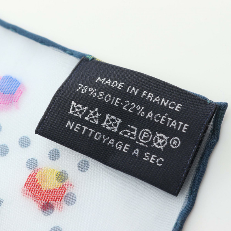 愛馬仕 Carre60 SANGLES EN ZIGZAG BANBANA 絲巾，藍色多色真絲，二手女款-2