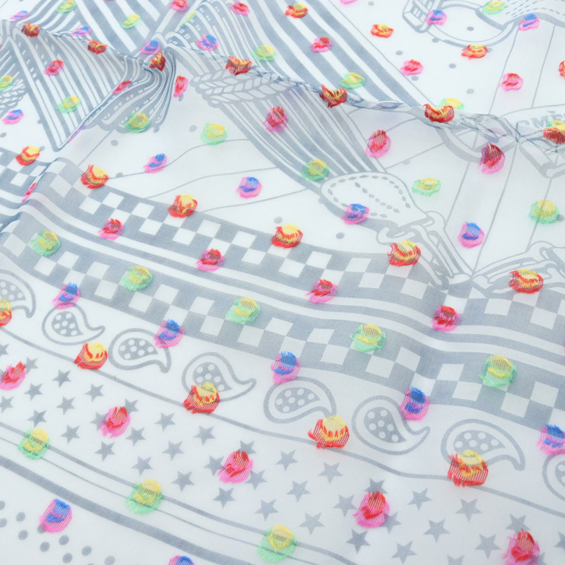 愛馬仕 Carre60 SANGLES EN ZIGZAG BANBANA 絲巾，藍色多色真絲，二手女款-3