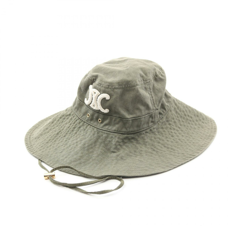 CELINE Triomphe 卡其色帆布帽，二手女款-0