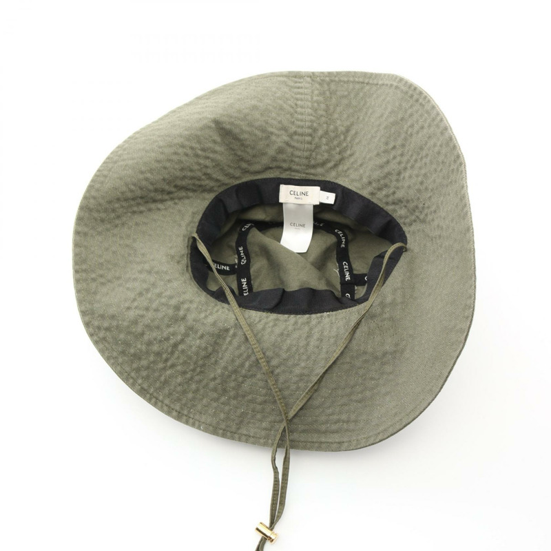 CELINE Triomphe 卡其色帆布帽，二手女款-2