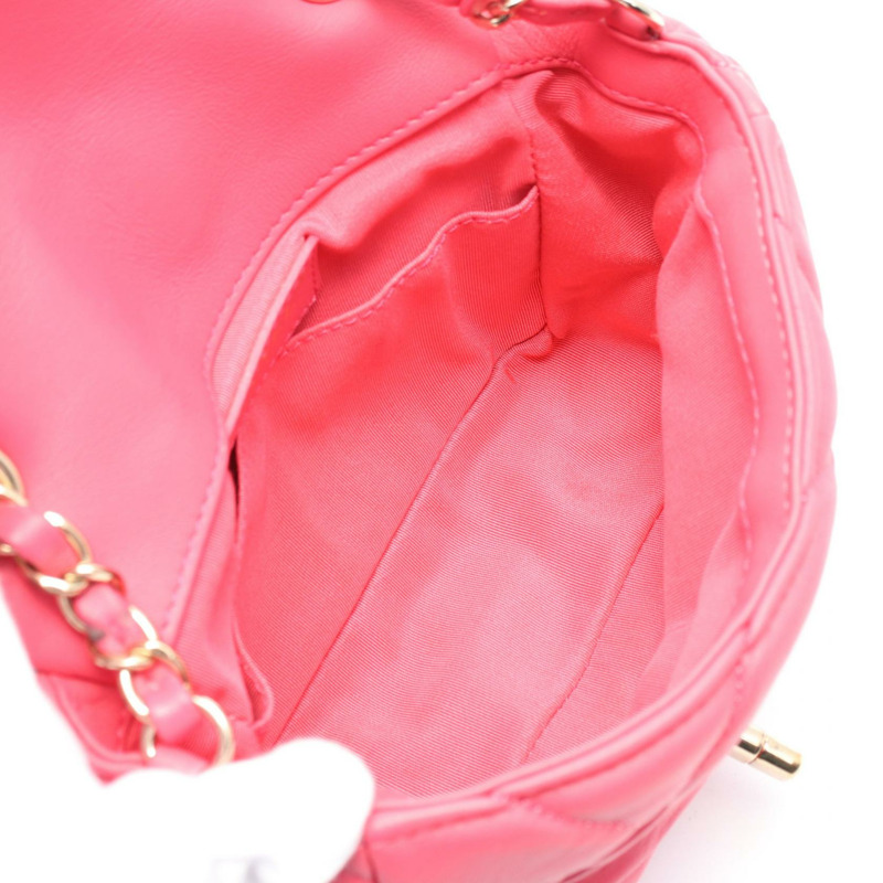 香奈兒 (CHANEL) 絎縫鏈條肩背包，粉紅色皮革，二手，女士金色五金斜挎包，CC-2