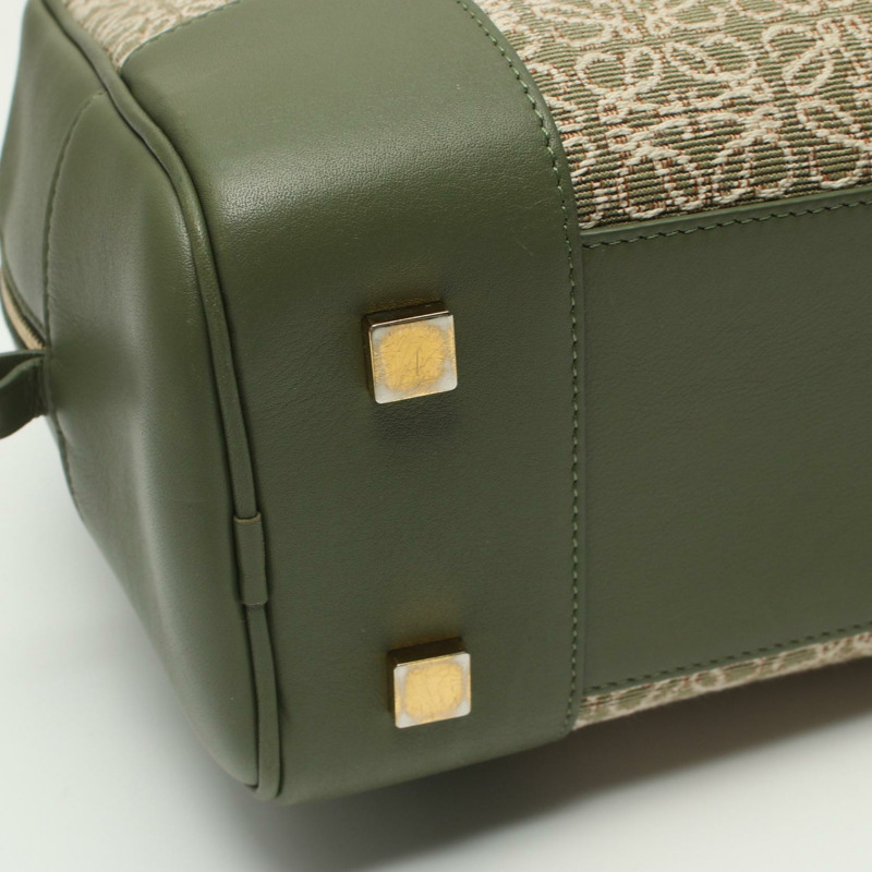 LOEWE Amazona 19 兩用手提包 A039N10X02 帆布皮革 綠色米色 二手 女士-6