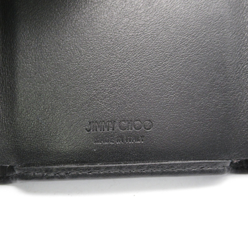 JIMMY CHOO 星星鉚釘三折皮夾 三折皮夾 小羊皮 黑色 二手 女士-6