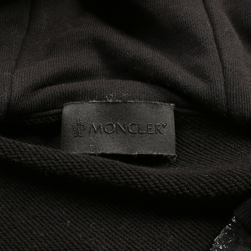 MONCLER 標誌針刺連帽衫 8G78500 棉黑色二手男款-2