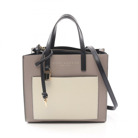 MARC JACOBS Grind 迷你兩用托特包手提包 M0016132 皮革灰色米色二手女款