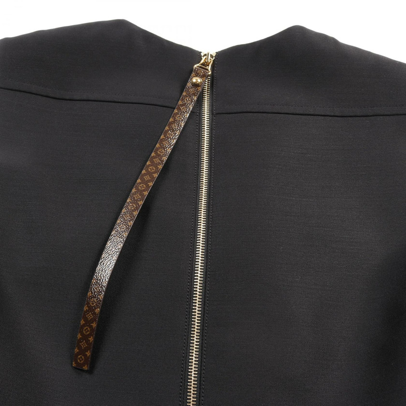 路易威登 (LOUIS VUITTON) RW241WA SM4 FQDS92 羊毛真絲混紡黑色連身裙,二手女款,尺寸 38。-5