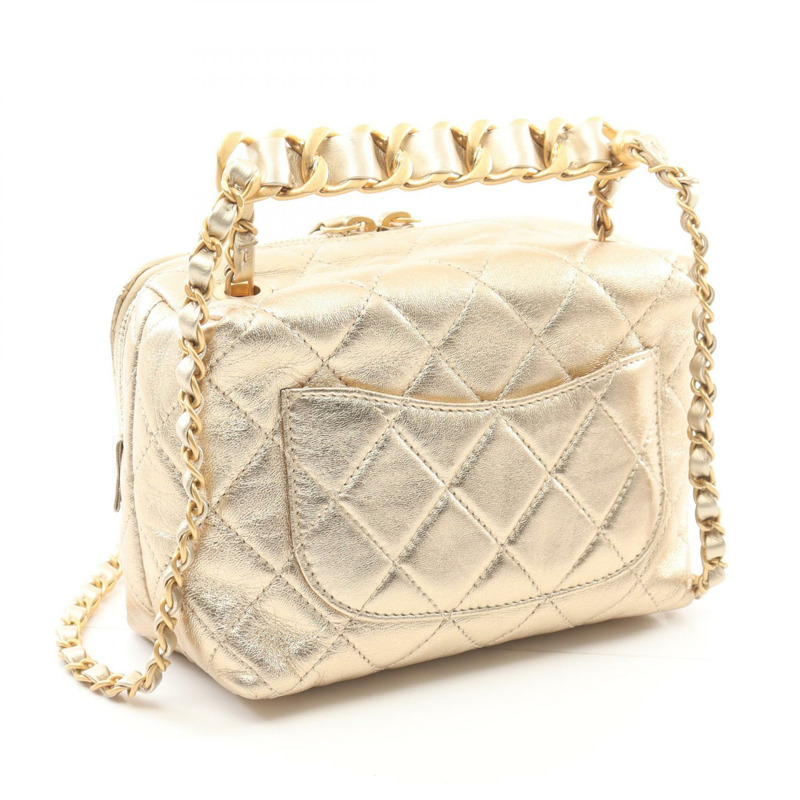 香奈兒 (CHANEL) 絎縫兩用手提單肩包 AS3229 皮革 金色 二手 女士 GHW CC-1