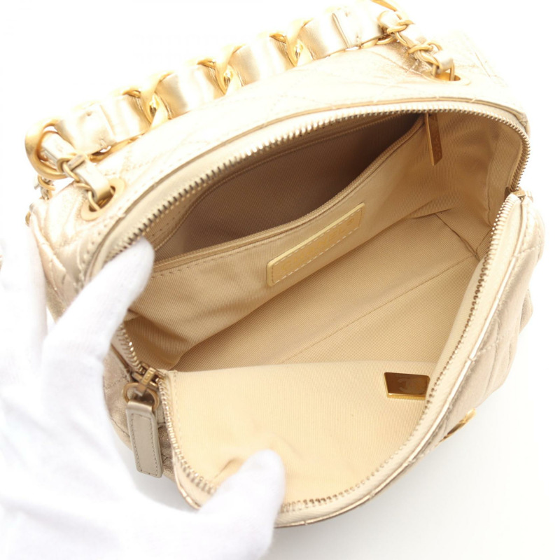 香奈兒 (CHANEL) 絎縫兩用手提單肩包 AS3229 皮革 金色 二手 女士 GHW CC-2