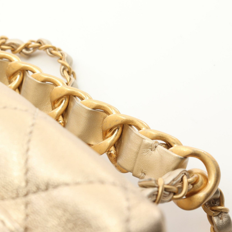 香奈兒 (CHANEL) 絎縫兩用手提單肩包 AS3229 皮革 金色 二手 女士 GHW CC-6