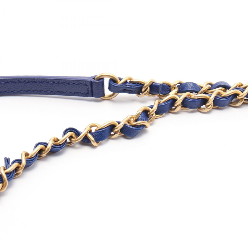 香奈兒 Matelasse 兩用手提單肩包，粒面小牛皮，藍色，二手，金色五金-6