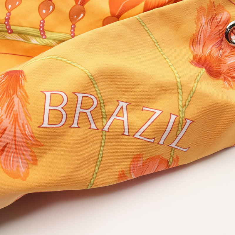 HERMES Sowa cool 22 Brazil 肩背包 絲綢 Swift 皮革 棕色 金色 二手 Q SHW-7