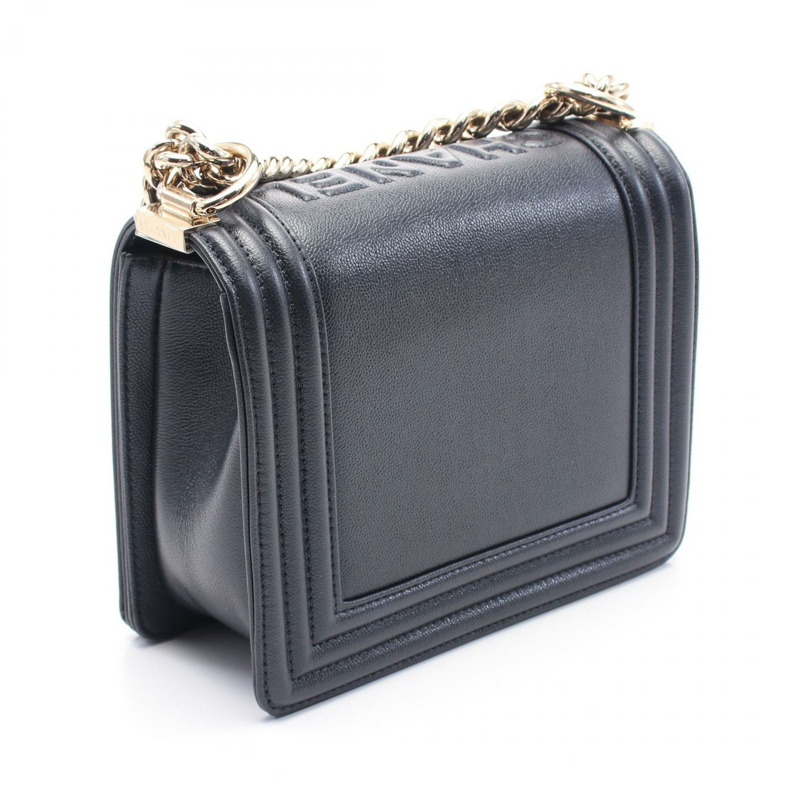 香奈兒 Boy Chanel 雙向鏈條單背包 AS3018 皮革 海軍藍 二手 女士 金色五金 CC-1