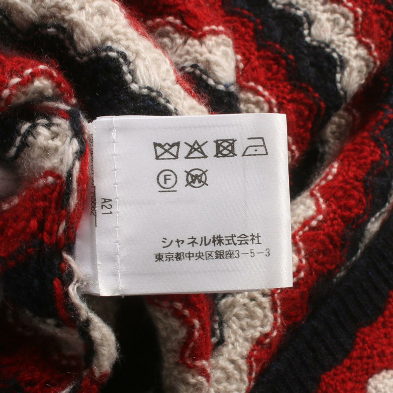 CHANEL 洋裝針織衫 #42 條紋 P57823K07567 羊絨 海軍藍 紅色 白色 二手 女款-4