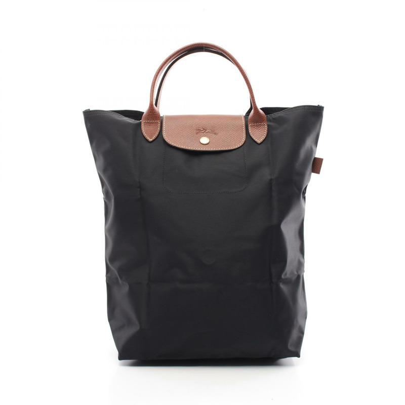 Longchamp Le Pliage Original M 購物袋手提包 10168089001 織物皮革黑色全新女款-0