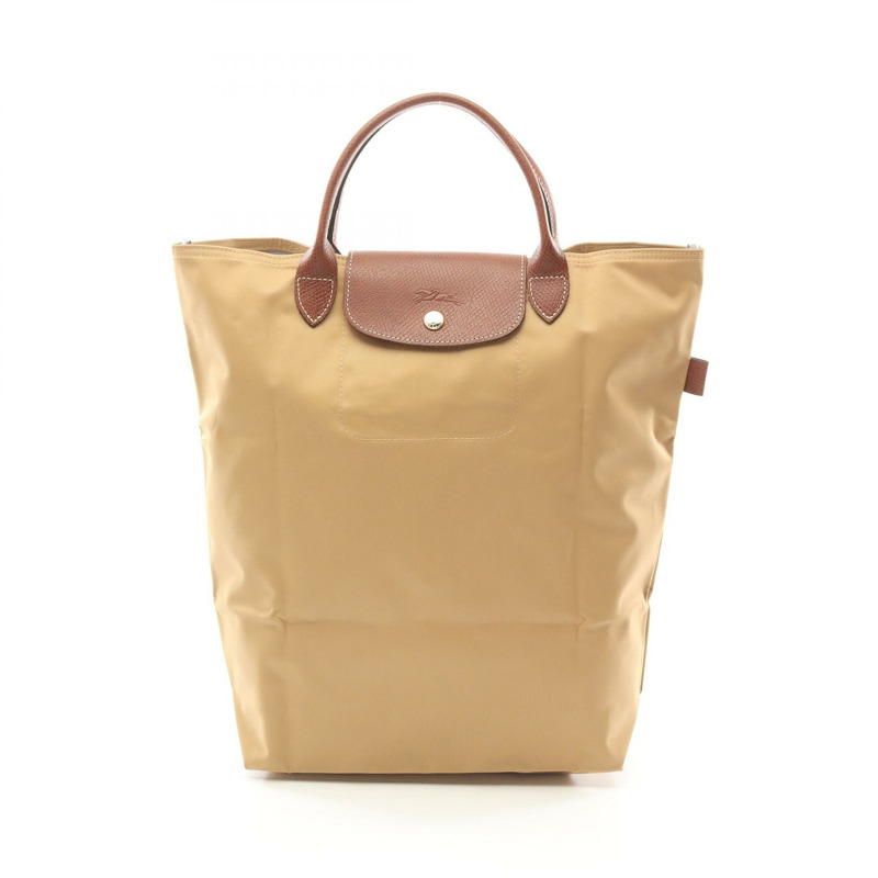 Longchamp Le Pliage Original M 購物袋手提包 10168089P86 織物皮革米棕色全新女款-0